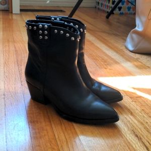 ALDO Women's Black Leather Western Boots Booties 5